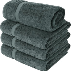 Chakir Turkish Linens | Hotel & Spa Quality 100% Cotton Luxury Turkish Towels | Soft & Absorbent (30x60 Inches Extra Large Bath Towels, Set of 4 - Dark Gray)