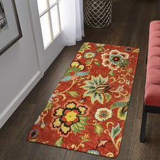 Lahome Floral Red Carpet Runner Rug 2x4, Washable Hallway Non-Slip Kitchen Christmas Runner Rugs, Vintage Throw Carpet for Hallway Bathroom Entryway Laundry Room(2'x4', Red)