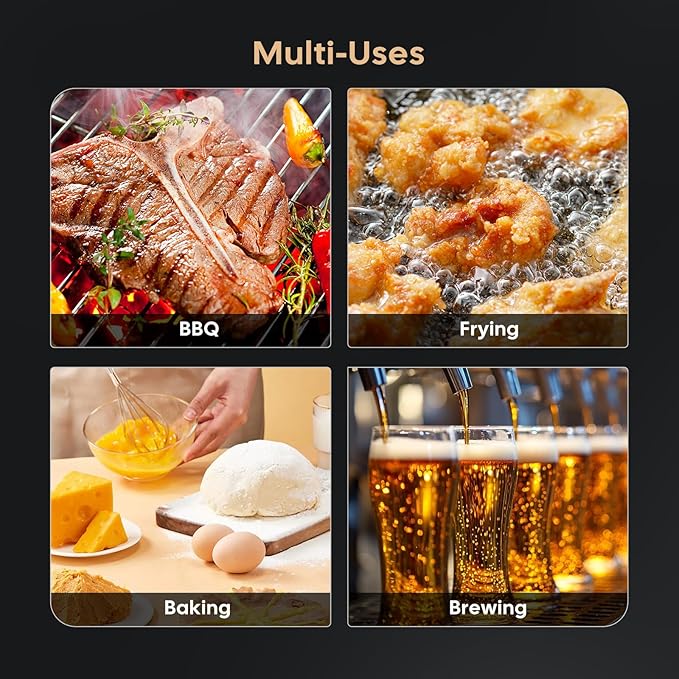 Rechargeable 0.5 Seconds Instant Read Meat Thermometer for Cooking, ±0.5℉ Accuracy Digital Food Thermometer with Large Screen, Waterproof Kitchen Thermometer Magnets for Grilling Frying BBQ