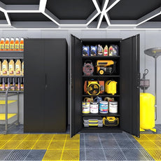 Metal Garage Storage Cabinets with Doors and Adjustable Shelves,72