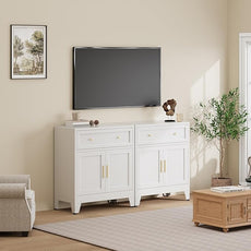 Metal Buffet Cabinet,White Coffee Bar Cabinet,Small Buffet Sideboard Cabinet,Coffee Cabinets with Storage,Short Kitchen Pantry Cabinets for Dining Room,Living Room