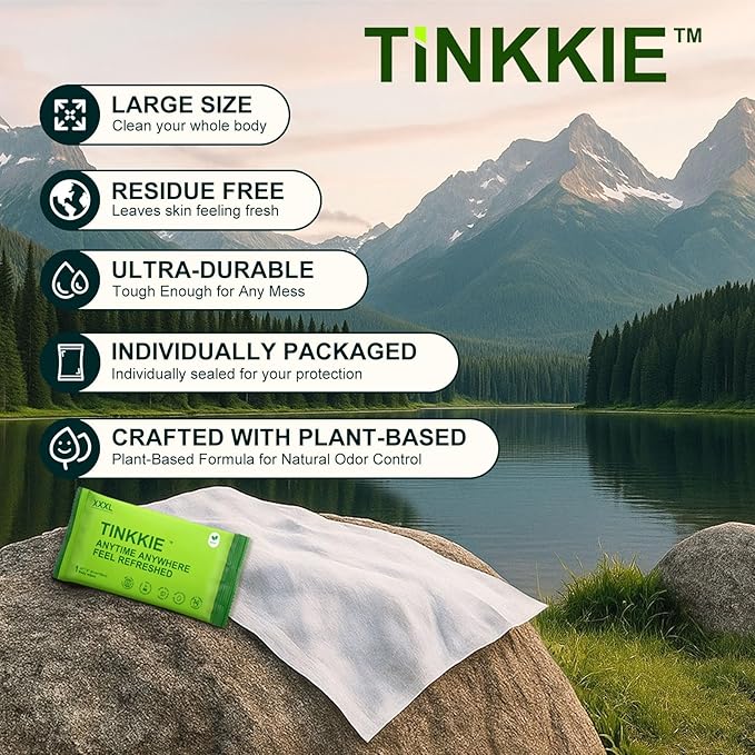 Extra Large Body Wipes (24" x 8"), 5X Bigger No Rinse Bathing Towelettes, Portable Cooling Cleansing Wipes 6 Pack for Gym, Camping, Hiking & Outdoor Sports