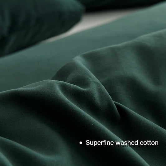 HeimenAogo Egyptian Cotton Duvet Cover Set Full, Ultra Soft and Breathable Comforter Cover with Zipper Closure, High Thread Count Long Staple Cotton Blanket Cover 3Pcs 80"×90", Silver Pine