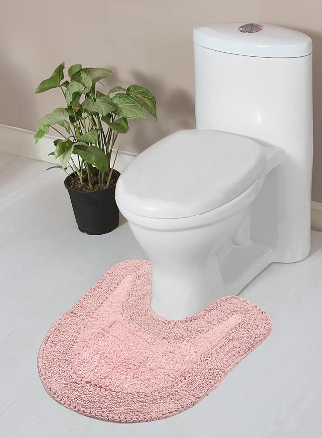 Home Weavers Double Ruffle Collection 100% Cotton Bathroom Rugs Set, Washable Rug, Extra Soft and Absorbent Bath Rug, Kitchen Mat, Bath Mat Set, Bath Floor Mat Non Slip, 20"x20" Contour, Pink