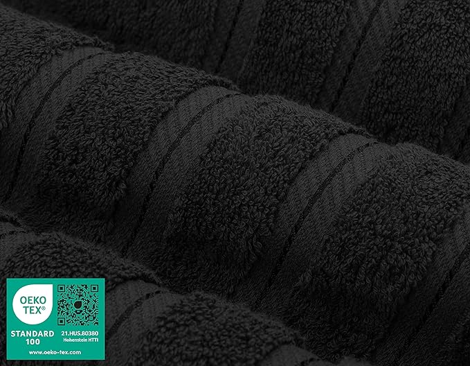 American Soft Linen Luxury 4 Piece Bath Towel Set, 600 GSM 100% Cotton Turkish Bath Towels for Bathroom, 27x54 in Extra Large Bathroom Shower Towels, Black