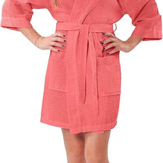 Turquaz Lightweight Short Robes For Women Waffle Kimono Bathrobe - Soft, Fast-Drying, Long-Lasting Cotton Blend