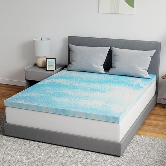 Novilla Memory Foam Mattress Topper King - 3 Inch Cooling Gel Infused Memory Foam | Slow-Rebound Pressure Relief | CertiPUR Certified | Comfort for Sleeper Sofa, RV, Camper, Dorm Room