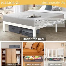 10-Inch Under Bed Storage Containers (3-Pack) | Sturdy Sidewalls | Clear Cover & Label Holder | Foldable Closet Organizer | Stores Clothing/Blankets/Wrapping Paper/Toys