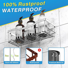 EUDELE 5-Pack Rustproof Stainless Steel Shower Caddy – No Drill Adhesive Bathroom Organizer with Large Capacity, Spacious Shower Shelves for Inside Shower, Kitchen & Home Decor Storage-XL Size