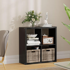 4 Cube Storage Organizer, 2x2 Cube Bookshelf, Cubby Storage Shelf, Wooden Organizer Shelf with Thickened Boards, for Closet Bedroom Home Office Living Room, 25.12