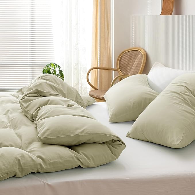 HeimenAogo Egyptian Cotton Duvet Cover Set King, Ultra Soft and Breathable Comforter Cover with Zipper Closure, High Thread Count Long Staple Cotton Blanket Cover 3pcs 104"×90", Mist