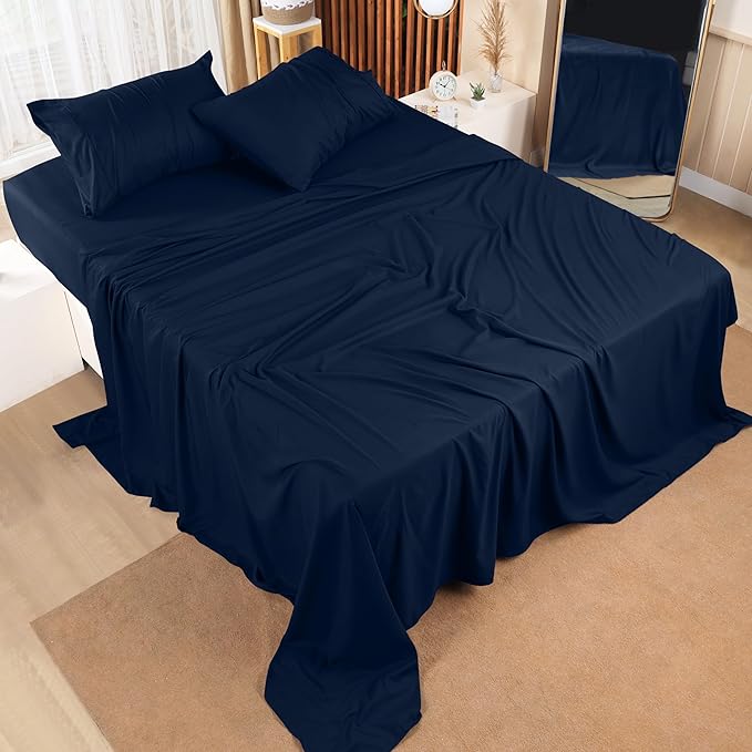 Utopia Bedding Queen Bed Sheets Set - Pack of 10 Sheet Sets - Perfect for Spa, Hotel, & Guest Bedroom - Brushed Microfiber - Shrinkage and Fade Resistant - Easy Care (Navy Blue)