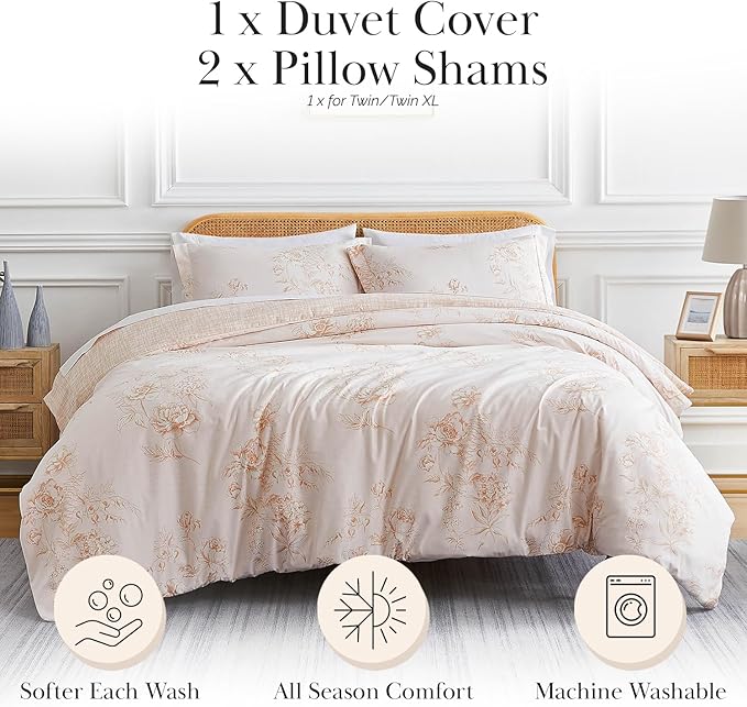 Southshore Fine Living, Inc. Boho Paisley Duvet Cover Twin/Twin XL Set - Premium Quality Microfiber Twin Boho Bedding Sets, Easy Care - 1 Twin Duvet Cover, 1 Sham - Harmony Taupe