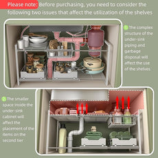 NETEL Under Sink Organizers and Storage,Kitchen Cabinet Organizer,2 Tier Under Sink Expandable Shelves，Bathroom Cabinet Organizer with Pull Out Drawers,(30.9-31.64)