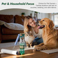 Large Lint Roller for Pet Hair Rxtra Sticky, 5 Refills (3 Short + 2 Long), Lint Remover with Long Handle, Clothes & Furniture