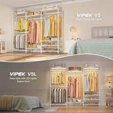 VIPEK V5 Portable Closet Wardrobe Heavy Duty Clothes Rack, Freestanding Clothing Racks with 4 Hang Rods & 8 Shelves, Adjustable Custom Closet Racks, 68.9