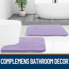 OLANLY Bathroom Rugs 44x24, Extra Soft Absorbent Chenille Bath Rugs, Rubber Backing Quick Dry, Machine Washable Bath Mats for Bathroom Floor, Tub and Shower, Home Decor Accessories, Lavender