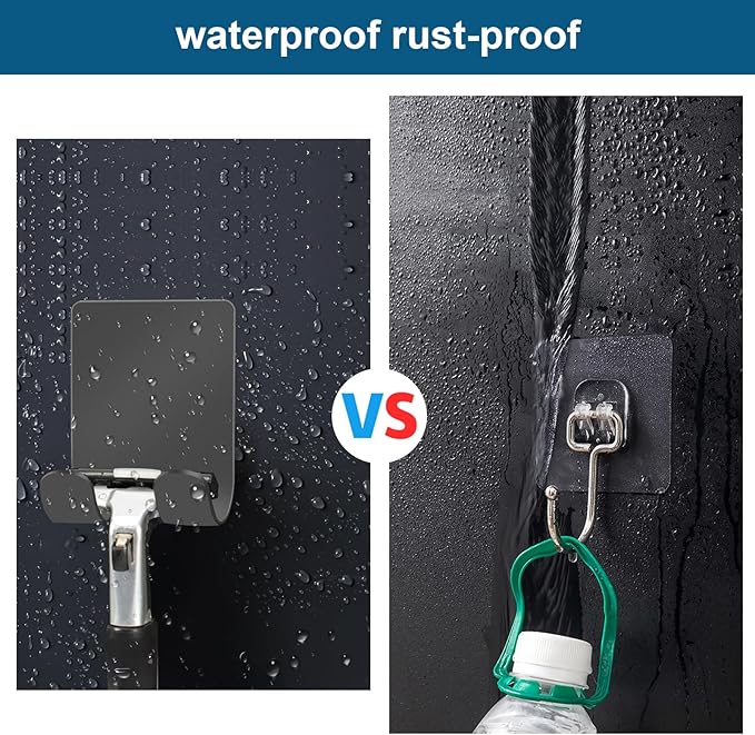 Diesisa Razor Holder 304 Stainless Steel for Shower + Adhesive Sticky Heavy Duty Waterproof Wall Hooks, Premium for Hanging Towels, Coat, hat (2+2 Pack) - Grey