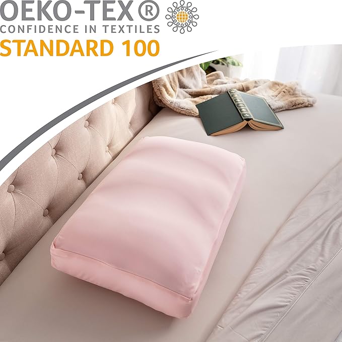 Cover Only for Premium Microbead Bed Pillow, Medium Extra Smooth - Ultra Comfortable Sleep with Silk Like Anti Aging Cover 85% Spandex/ 15% Nylon Breathable, Cooling Cream Peach
