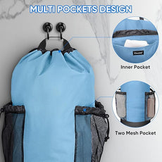 BALEINE 150L Laundry Bag Backpack, 900D Oxford Fabric Large Travel Laundry Bags with Shoulder Straps and 2 Mesh Pockets for College Dorm, Apartment, Laundromat (Blue, 150L)