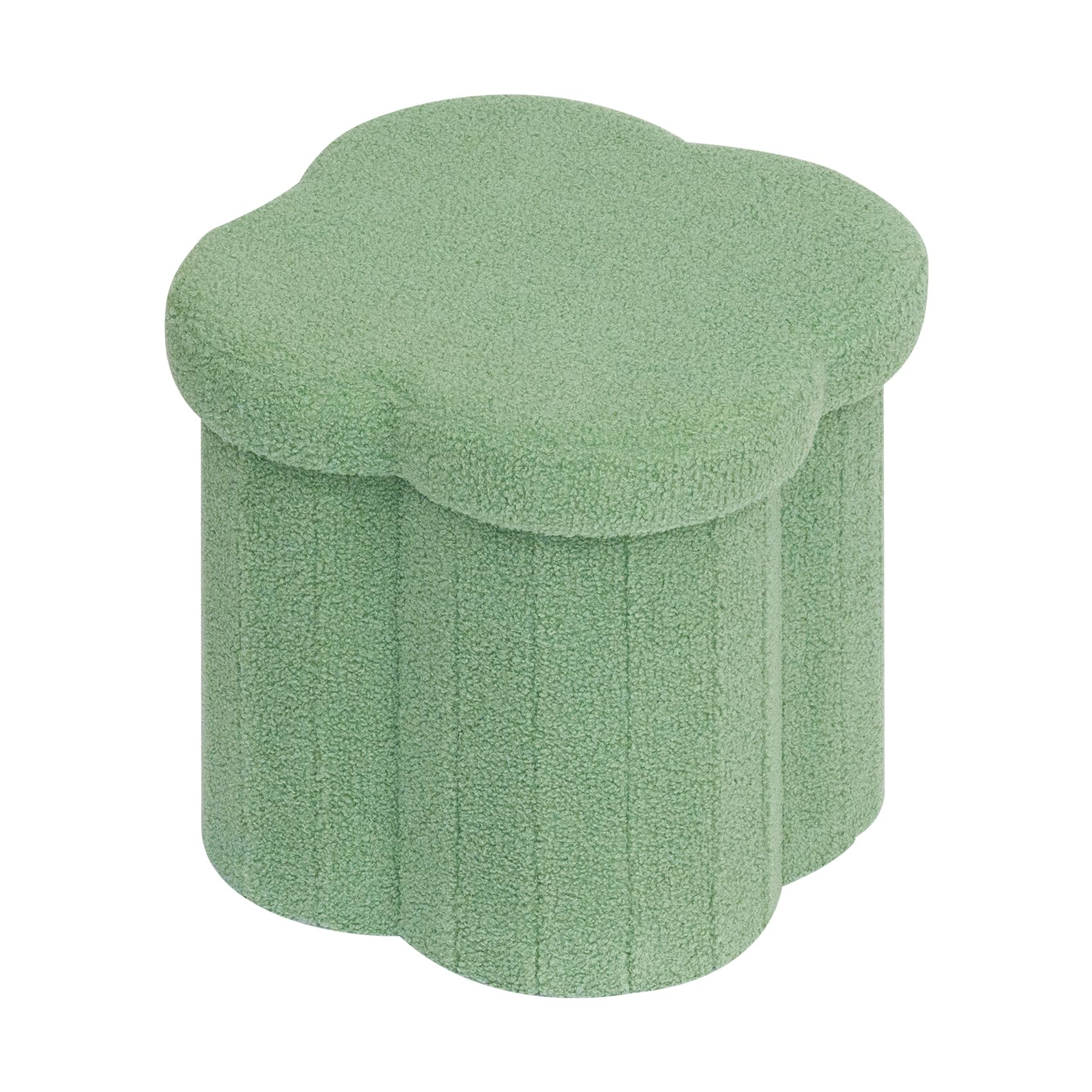 B FSOBEIIALEO Storage Ottoman Cube, Flowers Shaped Ottomans with Storage Foot Stool Footrest for Lving Room, Boucle Ottoman Seat for Dorm Room,Faux Teddy Fur,White 12.6"x12.6"x12.6" Dormly