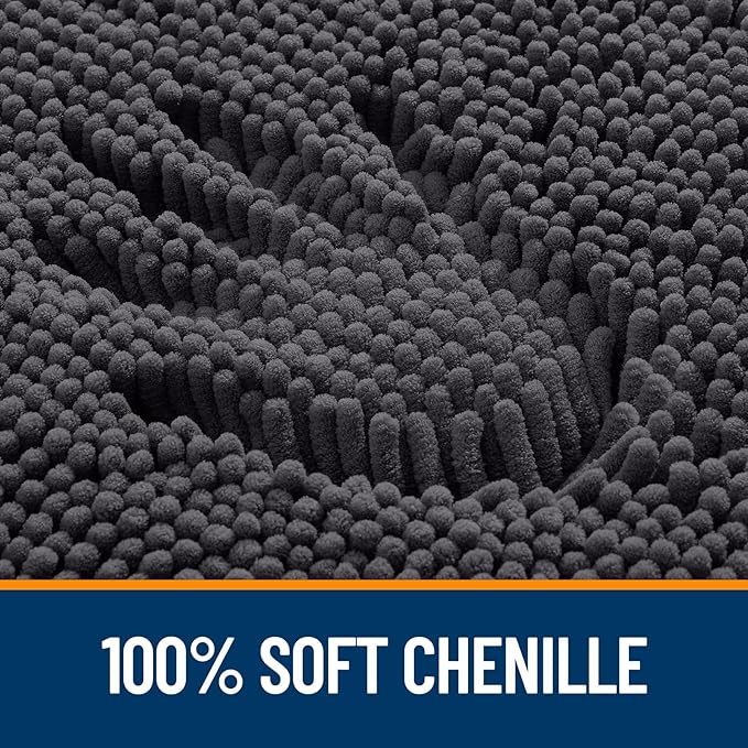 OLANLY Toilet Rugs U-Shaped 24x20, Extra Soft Absorbent Chenille Contour Bathroom Rugs for Toilet, Dry Quickly, Machine Washable, Non-Slip Bath Mat, Dark Grey