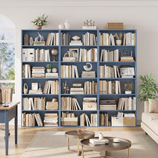 FOTOSOK 6-Tier Open Bookcase and Bookshelf, Freestanding Display Storage Shelves Tall Bookcase for Bedroom, Living Room and Office, Blue