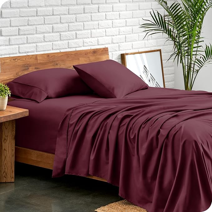 Bare Home Full Sheet Set - Luxury 1800 Ultra-Soft Microfiber Full Bed Sheets - Double Brushed - Deep Pockets - Easy Fit - 4 Piece Set - Bedding Sheets & Pillowcases (Full, Burgundy) BareHome