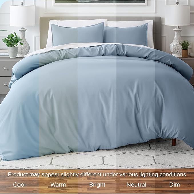 Bare Home Bedding Duvet Cover Extra Long Size - Premium 1800 Super Soft Collection - Lightweight, Cooling - Soft Breathable Bedding Duvet Cover (Twin/Twin XL, Dusty Blue)