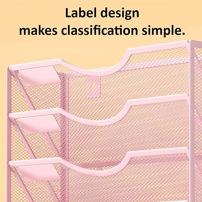 Kuntine.B Wall File Organizer (Pink, 5 Tier)