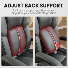 Massage Office Chair with Heat, Desk Chairs Executive with Foot Rest, Reclining Chair Big and Tall for Heavy People,4 Points Vibration 500lbs,Adjustable Lumar Support Grey