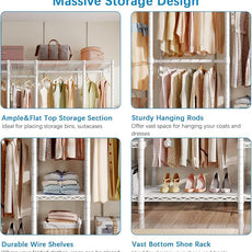 VIPEK V50 Extra Large Portable Closet Rack Bedroom Armoire Freestanding Wardrobe Closet, Heavy Duty Multi-Functional Metal Clothing Rack for Hanging Clothes, Max Load 1300lbs, White