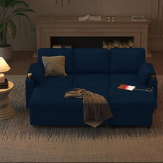 DURASPACE Sofa Bed Sleeper Pull Out 2 in 1 Sectional Sleeper Sofa Couches with Storage,USB, Cup Holder,Pullout Sectional Couches for Apartment Living Room (Blue)