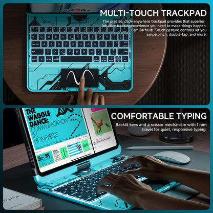 Transparent Keyboard Case for iPad 11” (10th & 11th Gen) – 360° Rotating, Backlit, Trackpad