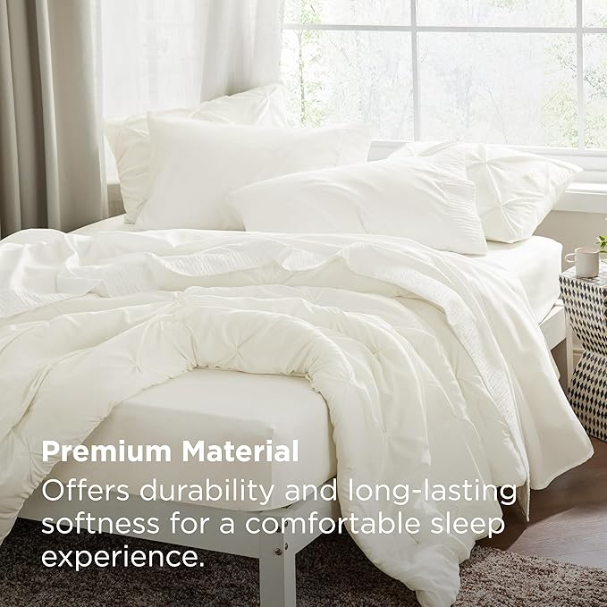 Bedsure Queen Sheet Set - 4 Pieces Soft Queen Size Sheets - Breathable & Cooling - Hotel Luxury - Easy Care Polyester Microfiber Bedding for Women, Men, Ivory
