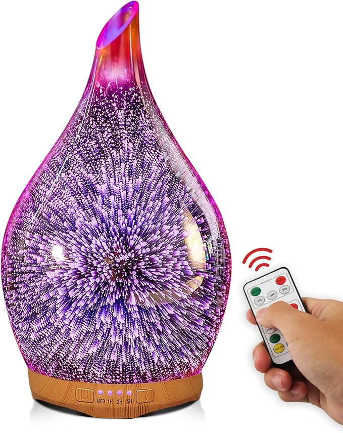 Porseme 280ml Essential Oil Diffuser,Aroma Ultrasonic Humidifier with Remote Control,BPA Free, Auto Shut-Off,Timer Setting