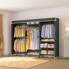 VIPEK V5C Plus Covered Clothes Rack Portable Wardrobe Closet, Heavy Duty Clothes Rack with Adjustable Shelves, Black Metal Clothing Rack with Black Upgarded Polyester Cover, Max Load 1040LBS