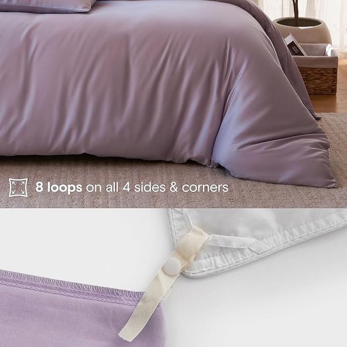DOZ Duvet Cover Set, 100% Viscose derived from Bamboo, Organically Grown, Buttery Soft, Cooling Duvet Covers, High GSM, 1 Duvet Cover and 2 Pillowcases, 106"x90" (Lavender, King/Cal King)