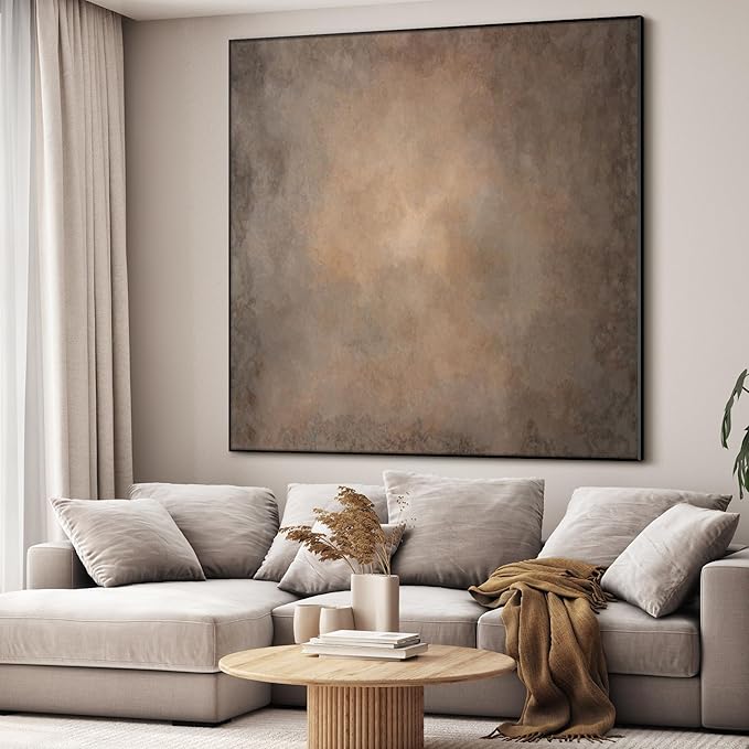 72"x72" XL Framed Wall Art - Abstract Brown and Gray Tones for Aesthetic (Frame Assembly Required)