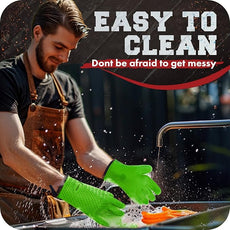 KITCHEN PERFECTION XL Silicone Smoker Oven Gloves-Extreme Heat Resistant BBQ Gloves-Handle Hot Food Right on Your Grill Fryer&Pit|Waterproof Grilling Cooking Baking Mitts|Superior Value Set+3 Bonuses