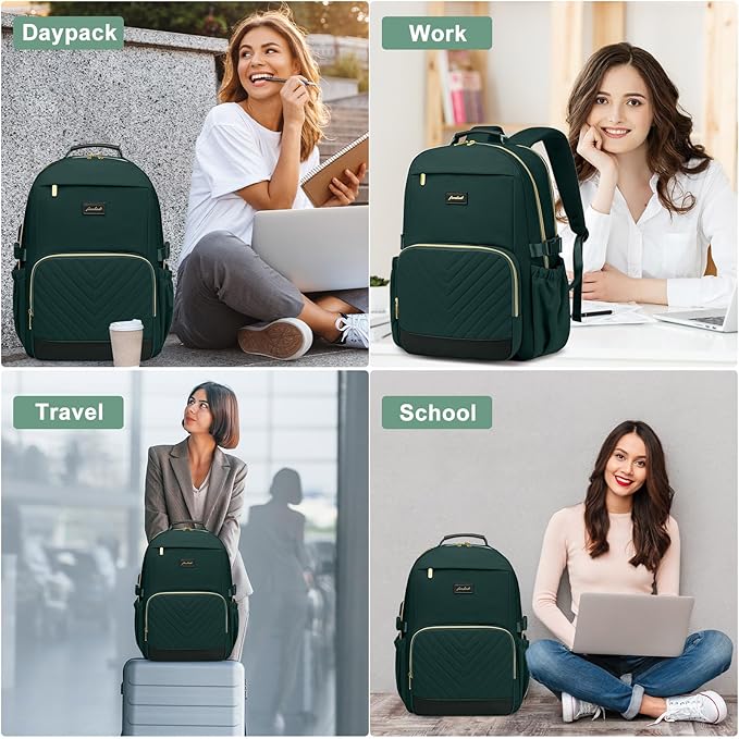 Laptop Backpack for Women Bookbag: 15.6 inch Work School Backpacks with Pouch Pocket for Large Capacity Cup & USB Charger College Book Bag Travel Business Nurse Teacher Bookbags Anti-theft Back Pack