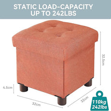 BRIAN & DANY Small Ottoman with Storage, Small Storage Ottoman, Folding Foot Stool with Wood Legs for Living Room and Bedroom Linen Rest Seat, 12.6