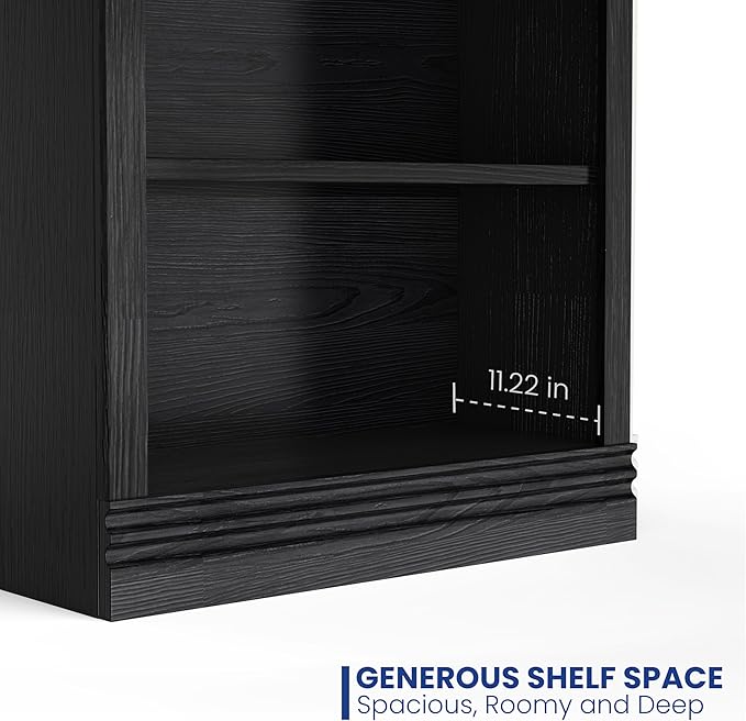3-Shelf Bookcase, 47" Tall Floor Standing Bookshelf with Adjustable Shelves, Storage & Display Shelf for Living Room, Bedroom, Home Office – Black, 31.5" Wide