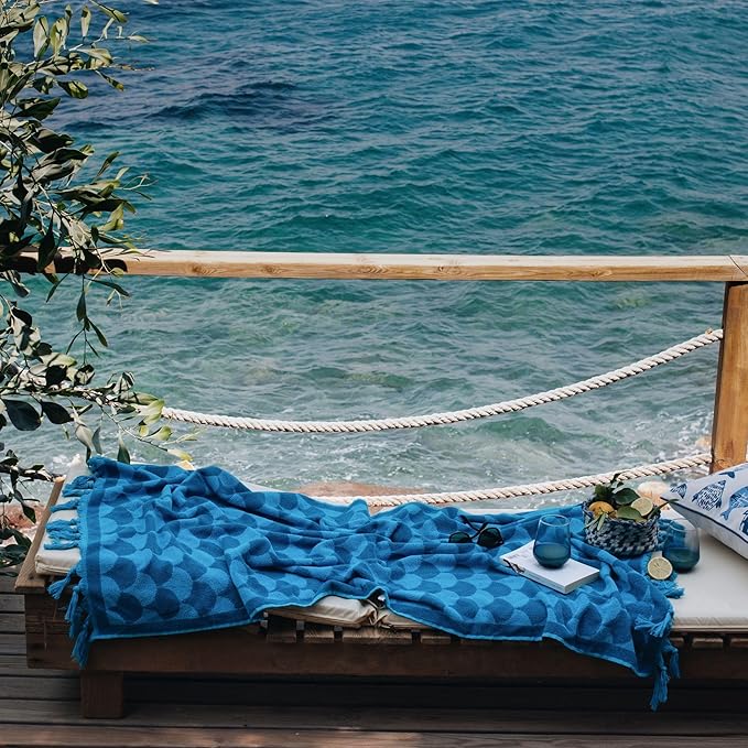 sea me at home 100% Turkish Cotton Bath, Beach, and Pool Towel with Unique Design - 31x62 Inches (Ocean Breeze)