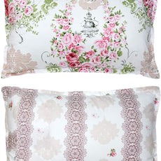 FADFAY Pink Rose Floral Duvet Cover Set 100% Cotton Girls Bedding with Hidden Zipper Closure 3 Pieces, 1duvet Cover & 2pillowcases,Queen Size
