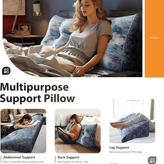10 lbs Thickened Wedge Pillow Headboard Body Positioner Bed Wedge Pillow Backrest Support Triangular Headboard Pillow for Sleeping with Side Pocket Velvet Positioning Support Orchid Blue Full