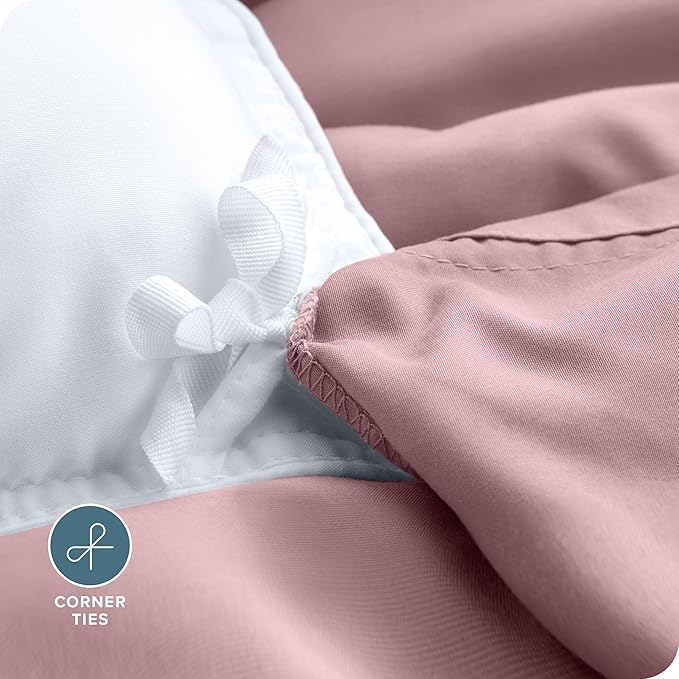 Bare Home Bedding Duvet Cover Extra Long Size - Premium 1800 Super Soft Collection - Lightweight, Cooling - Soft Breathable Bedding Duvet Cover (Twin/Twin XL, Dusty Pink)