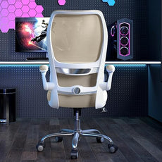 TRALT Ergonomic Office Chair - Desk Chair with Wave High Back Adjustable Lumbar Support Computer Chair - Gaming Chairs Mesh Backrest and PU Leather Seat for Home Reading Chairs to Adults(Beige)