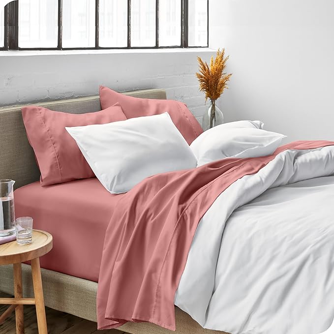 Bare Home King Sheet Set - Luxury 1800 Ultra-Soft Microfiber King Bed Sheets - Double Brushed - Deep Pockets - Easy Fit - 4 Piece Set - Bedding Sheets & Pillowcases (King, Dusty Rose) BareHome