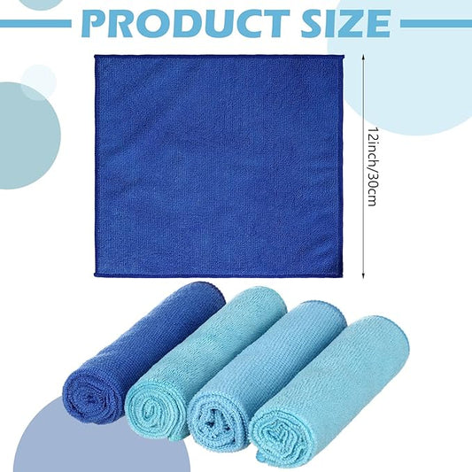 Newwiee 40 Pcs Wash Cloth Bulk Cotton Bath Hand Face Washcloths Soft Quick Drying Towel for Women Bathroom Washing Body Viscose Fiber Multipurpose Fingertip Rags(12 x 12 Inch,Blue Series)